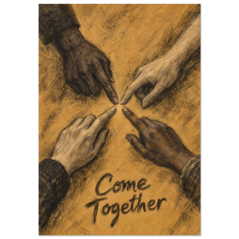 Come Together Hands Ochre Art Print