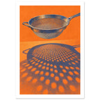 Kitchen Sieve Orange And Blue Art Print – White Border