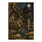 Moonlit Cat Fantasy Art Print – White Border
