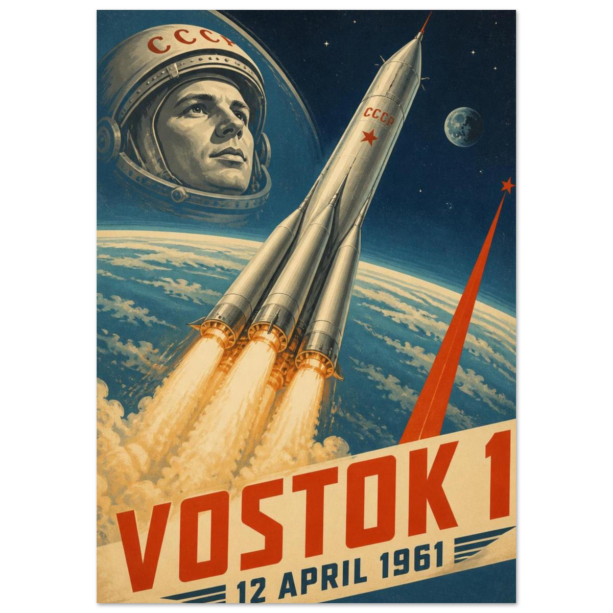 Vostok 1 Rocket Retro Poster