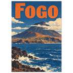Fogo Volcano Retro Travel Poster