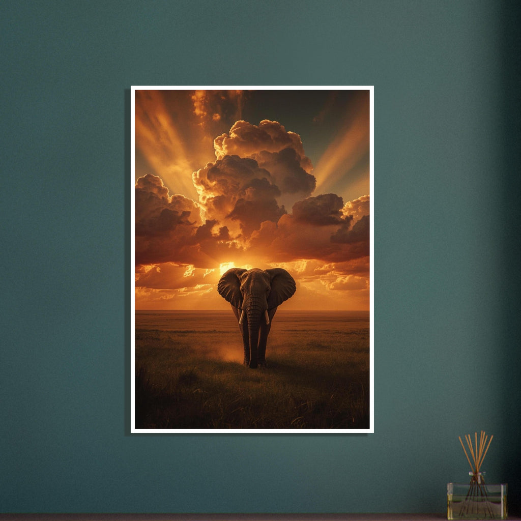 elephant art print for the living room, soft painterly artwork on matte paper