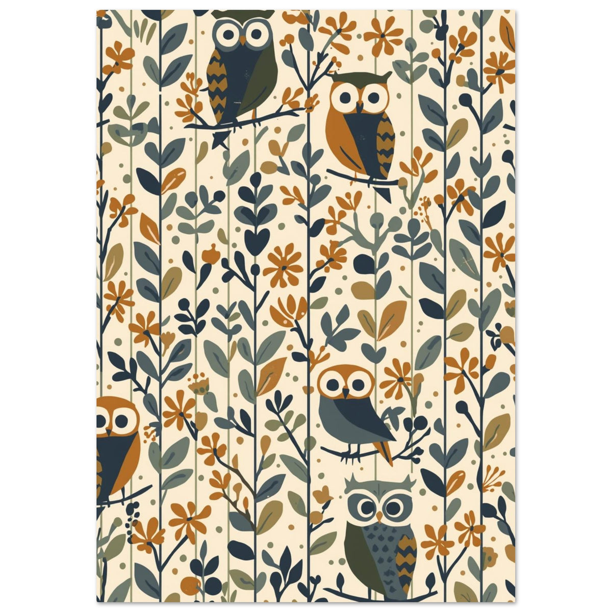 Owl Study Fine wall art print by Printavelle – close-up