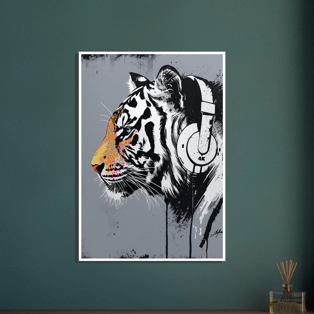 tiger art print for the living room, soft painterly artwork on matte paper