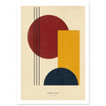 Red circle, mustard rectangle and navy semicircle on cream, with three black lines and small FORM & COLOUR 1919 text.