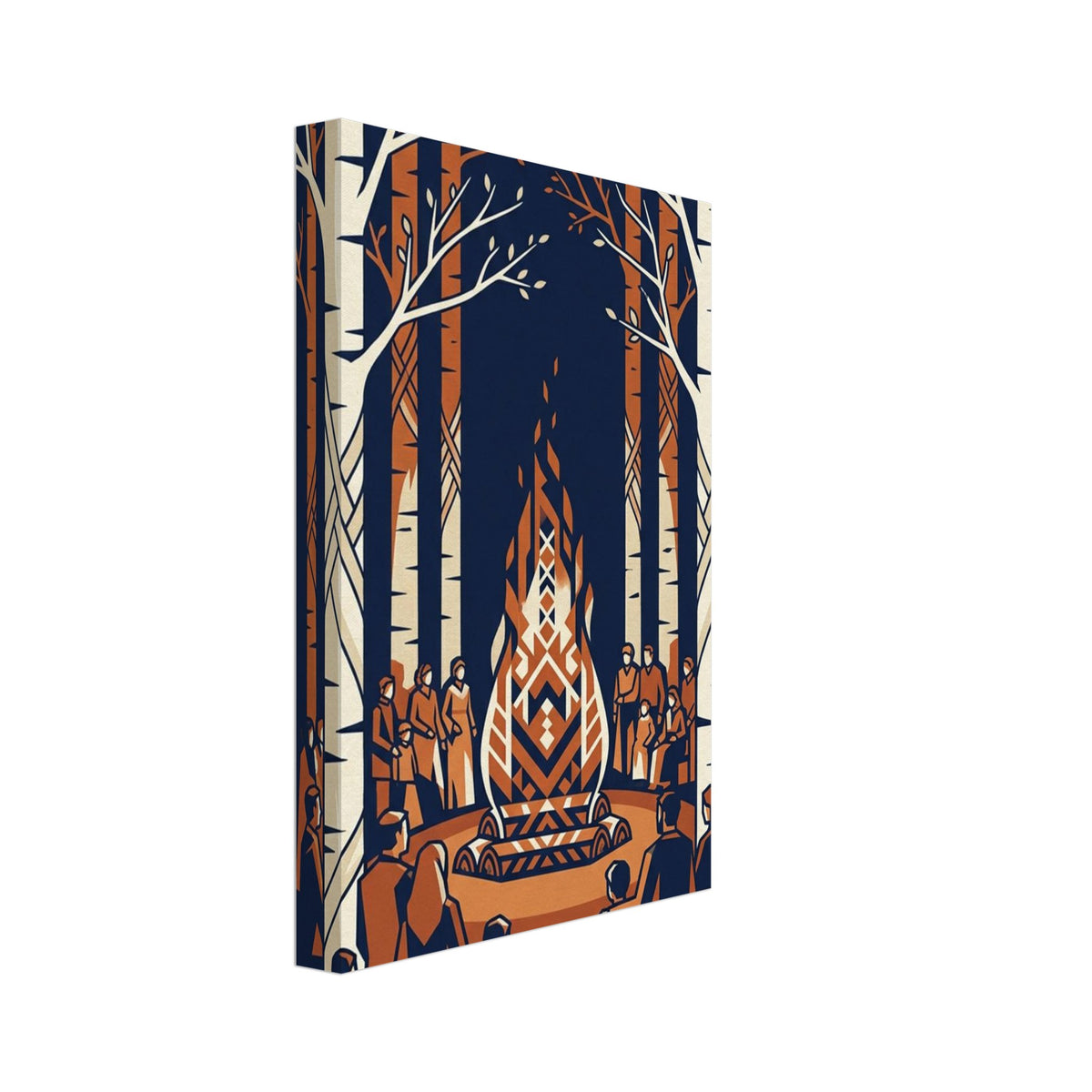 Birch Forest Bonfire Graphic Art Print – Canvas