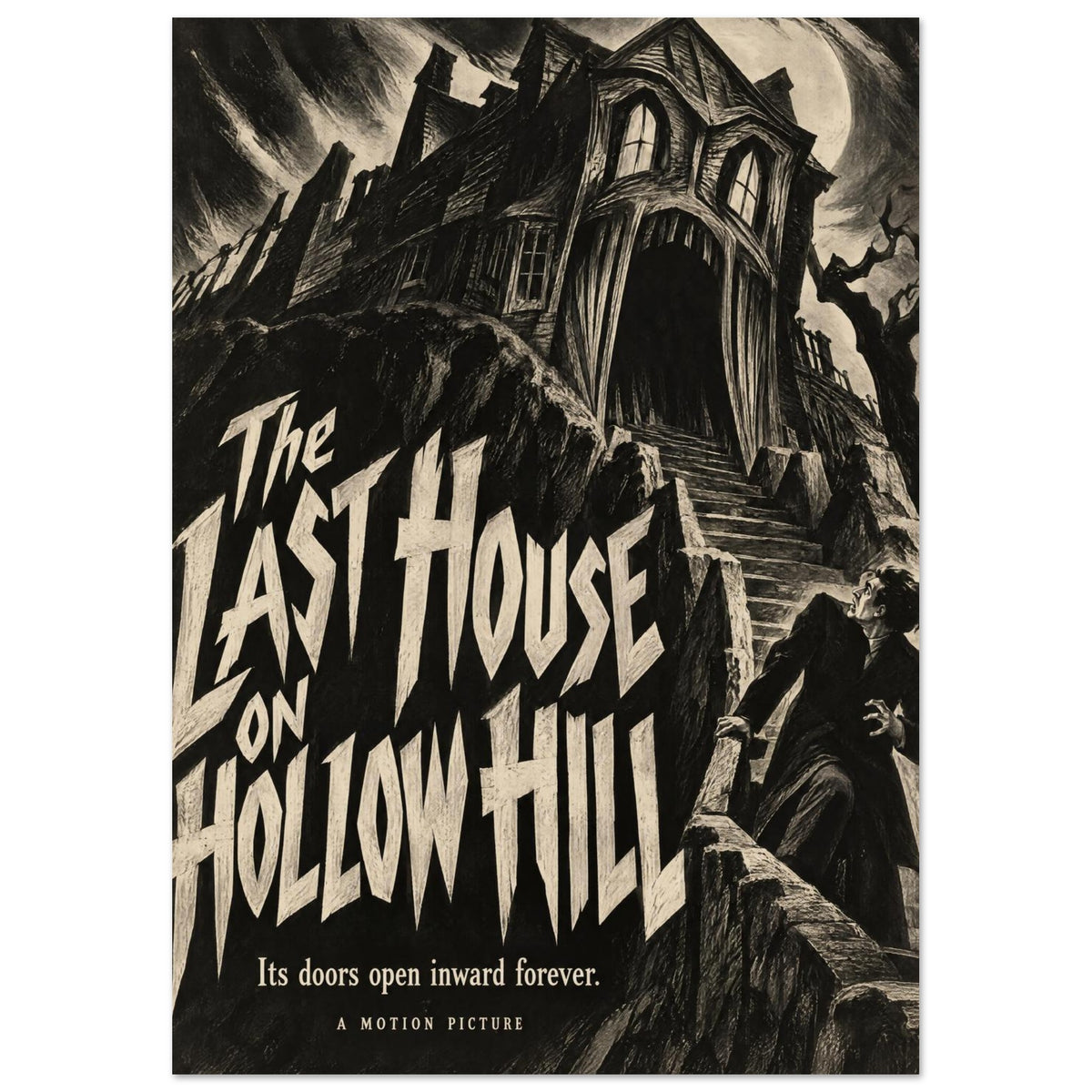 Haunted House Vintage Horror – illustration wall art print by Printavelle – close-up