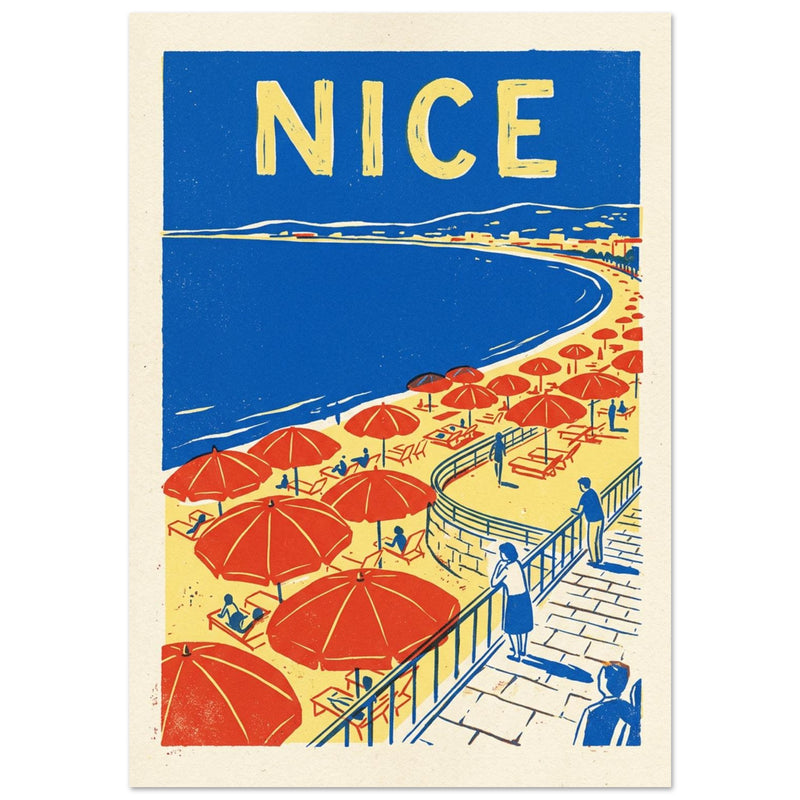 Nice Beach Retro Travel Poster
