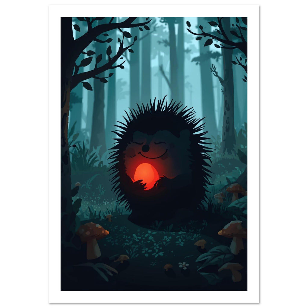 hedgehog art print for the nursery, soft painterly artwork on matte paper
