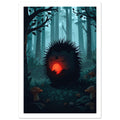 hedgehog art print for the nursery, soft painterly artwork on matte paper