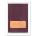 Peach horizontal rectangle with soft, uneven edges set low on a deep plum background with subtle painted texture.