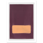 Peach horizontal rectangle with soft, uneven edges set low on a deep plum background with subtle painted texture.
