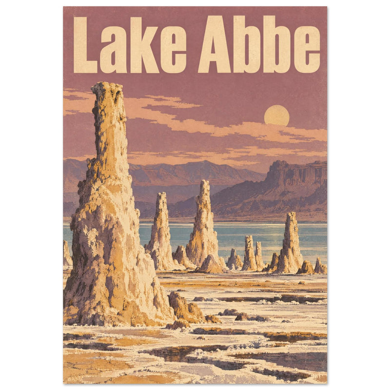 Lake Abbe Retro Travel Poster