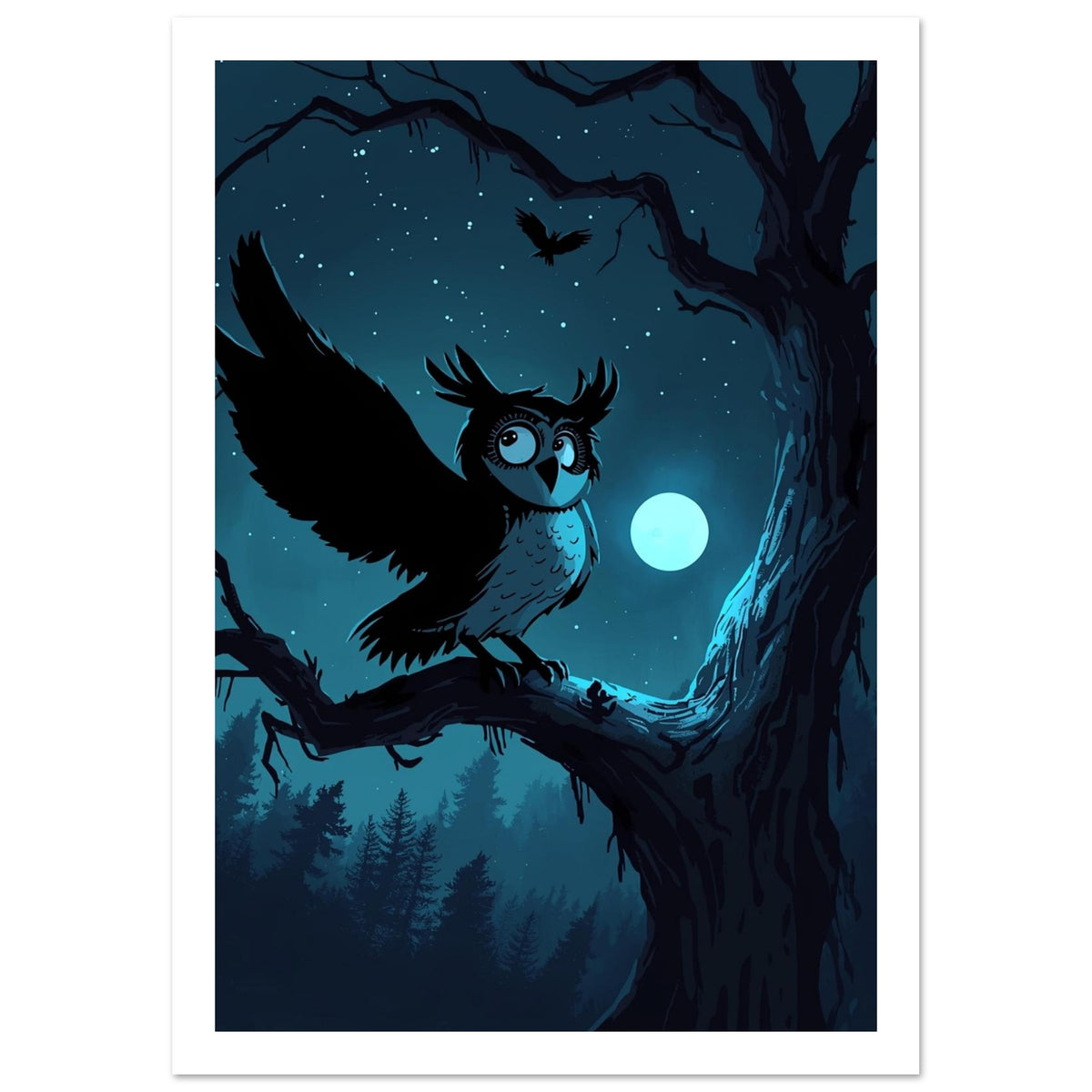 Owl Study Fine Art Print – White Border
