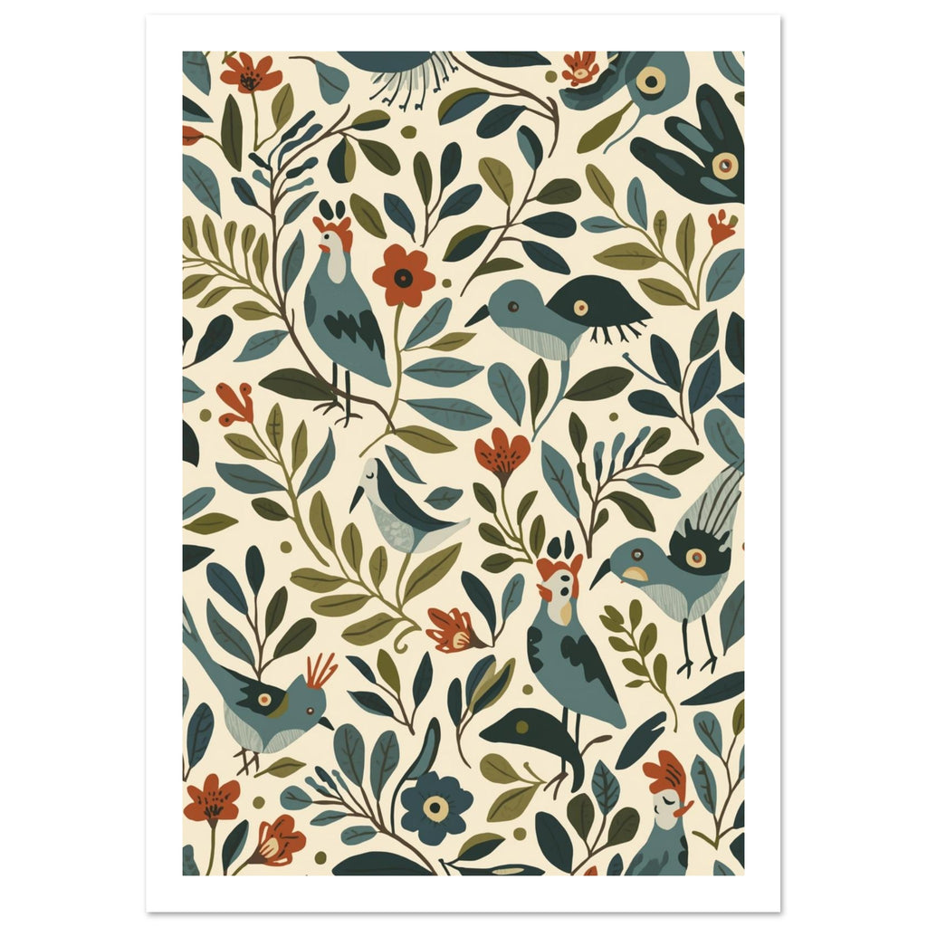 small garden bird art print for the kitchen, soft painterly artwork on matte paper
