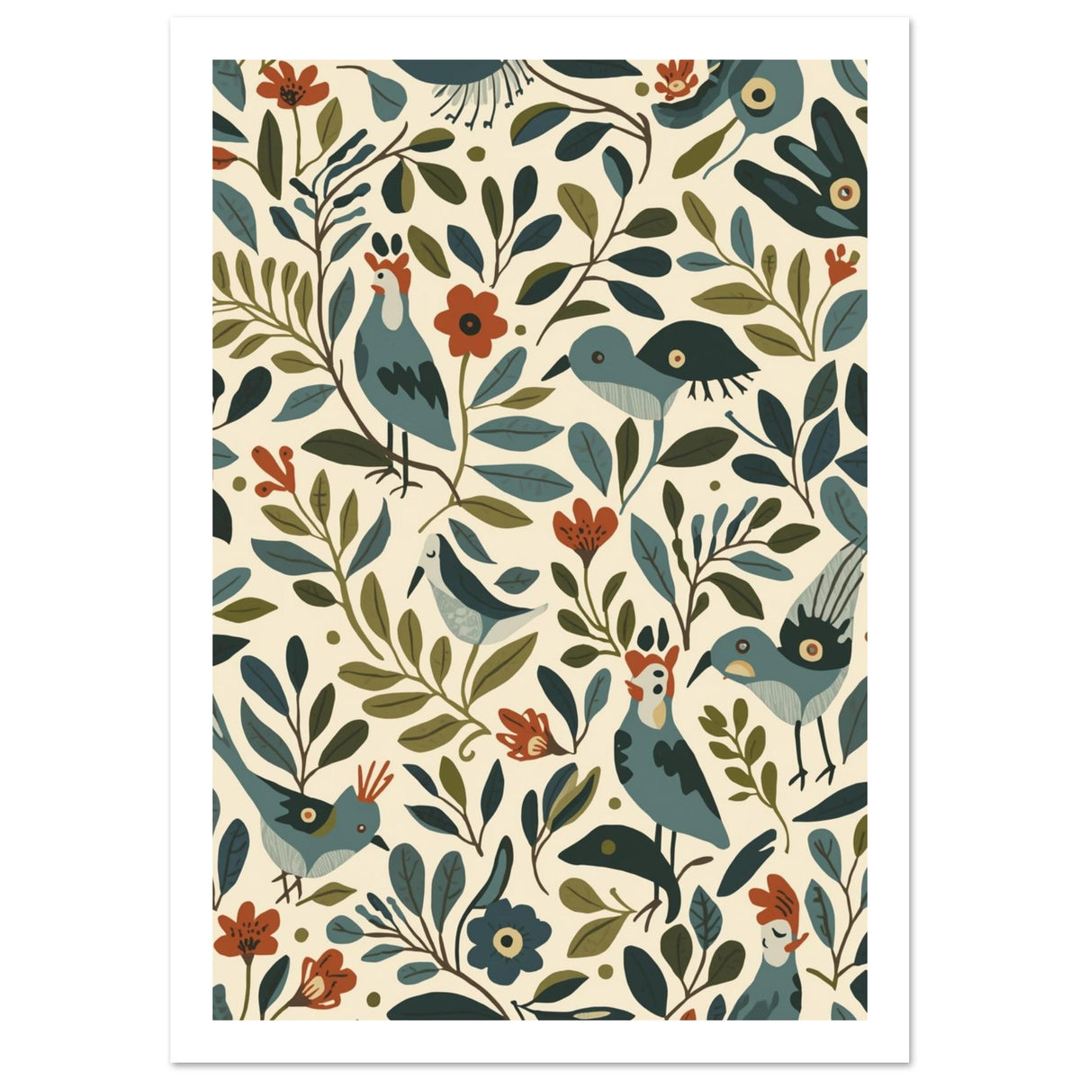small garden bird art print for the kitchen, soft painterly artwork on matte paper