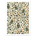 owl art print for the nursery, soft painterly artwork on matte paper