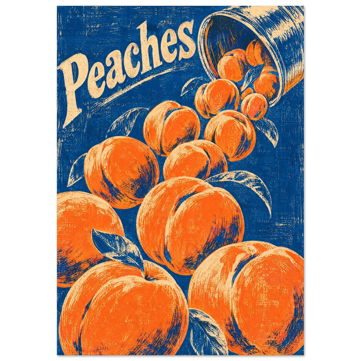 Peaches Retro Blue And Orange Poster