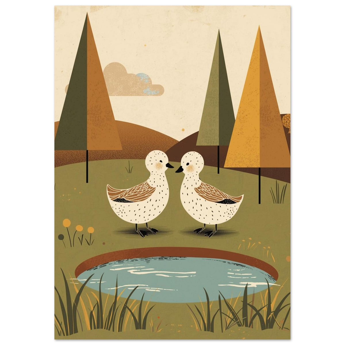 small garden bird art print for the kitchen, soft painterly artwork on matte paper