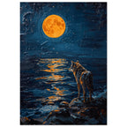 wolf art print for the living room, soft painterly artwork on matte paper