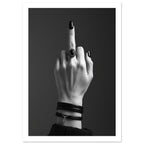 Middle Finger Black And White Poster – White Border