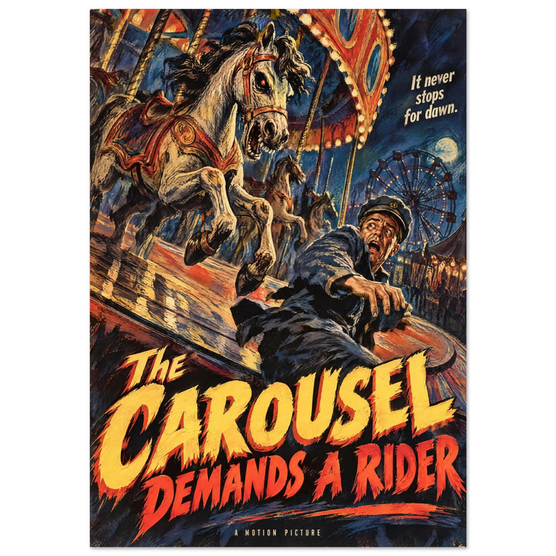 Carousel Horse Retro Horror Poster