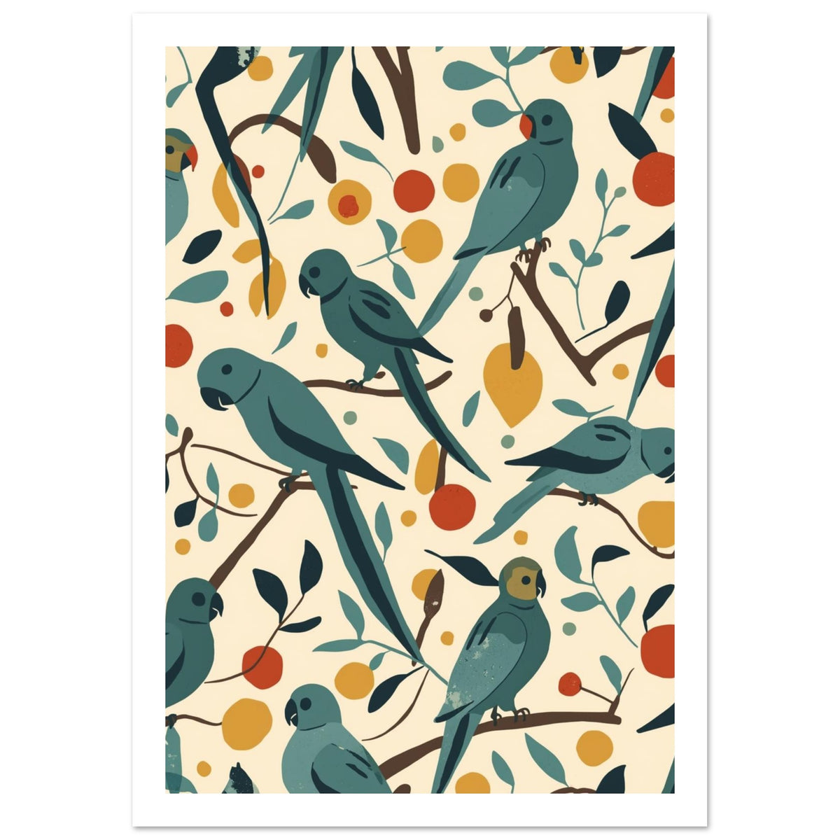 parrot art print for the living room, soft painterly artwork on matte paper
