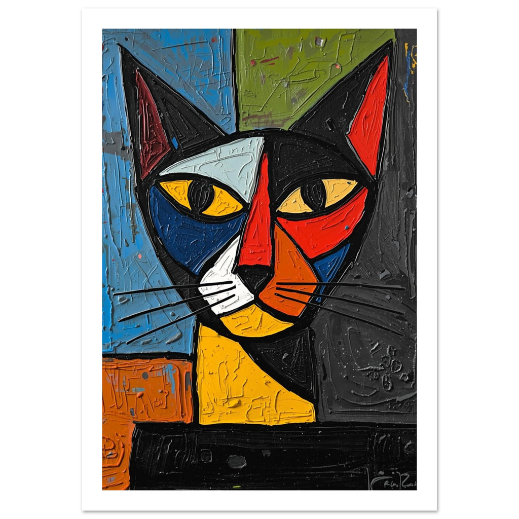 cat art print for the living room, soft painterly artwork on matte paper