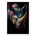 rhinoceros art print for the living room, soft painterly artwork on matte paper