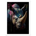 rhinoceros art print for the living room, soft painterly artwork on matte paper