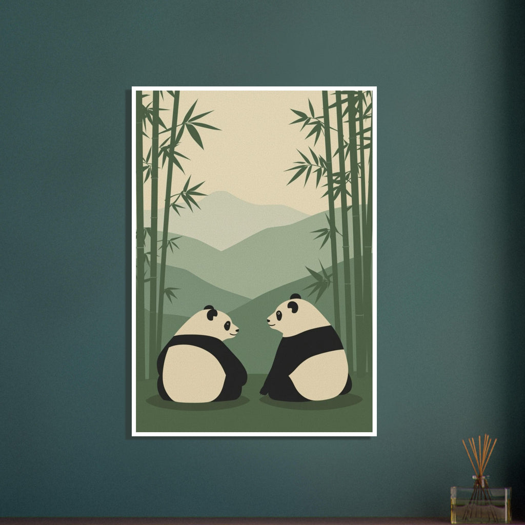 panda art print for the living room, soft painterly artwork on matte paper