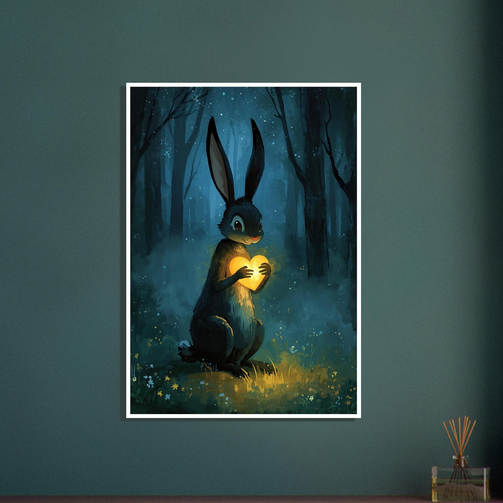 rabbit art print for the nursery, soft painterly artwork on matte paper
