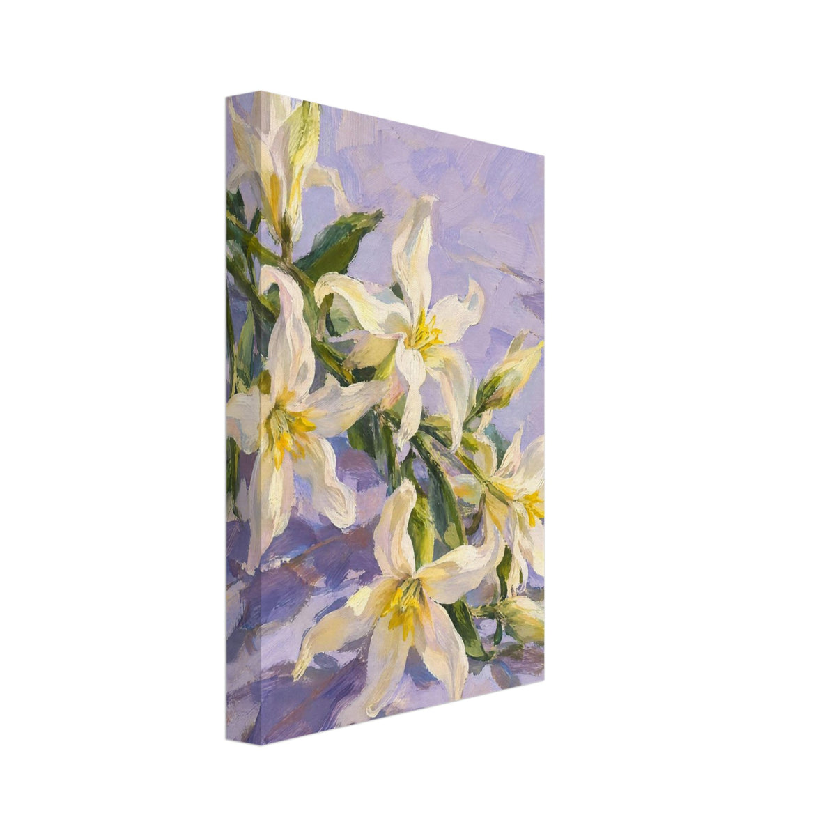 White Lilies Lilac Art Print – Canvas