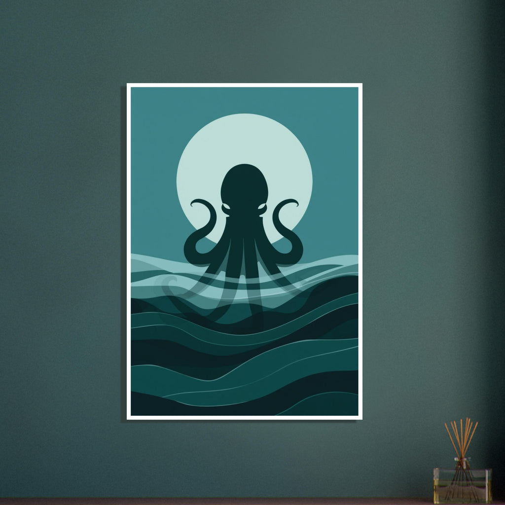 kraken art print for the home office, soft painterly artwork on matte paper