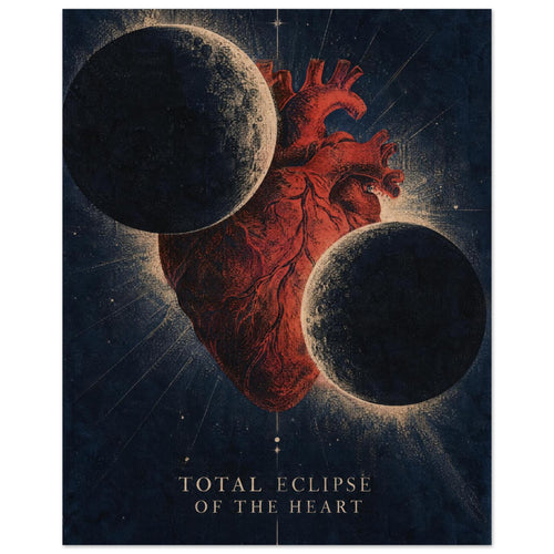 Anatomical Heart And Moon Eclipse – illustration wall art print by Printavelle – detail