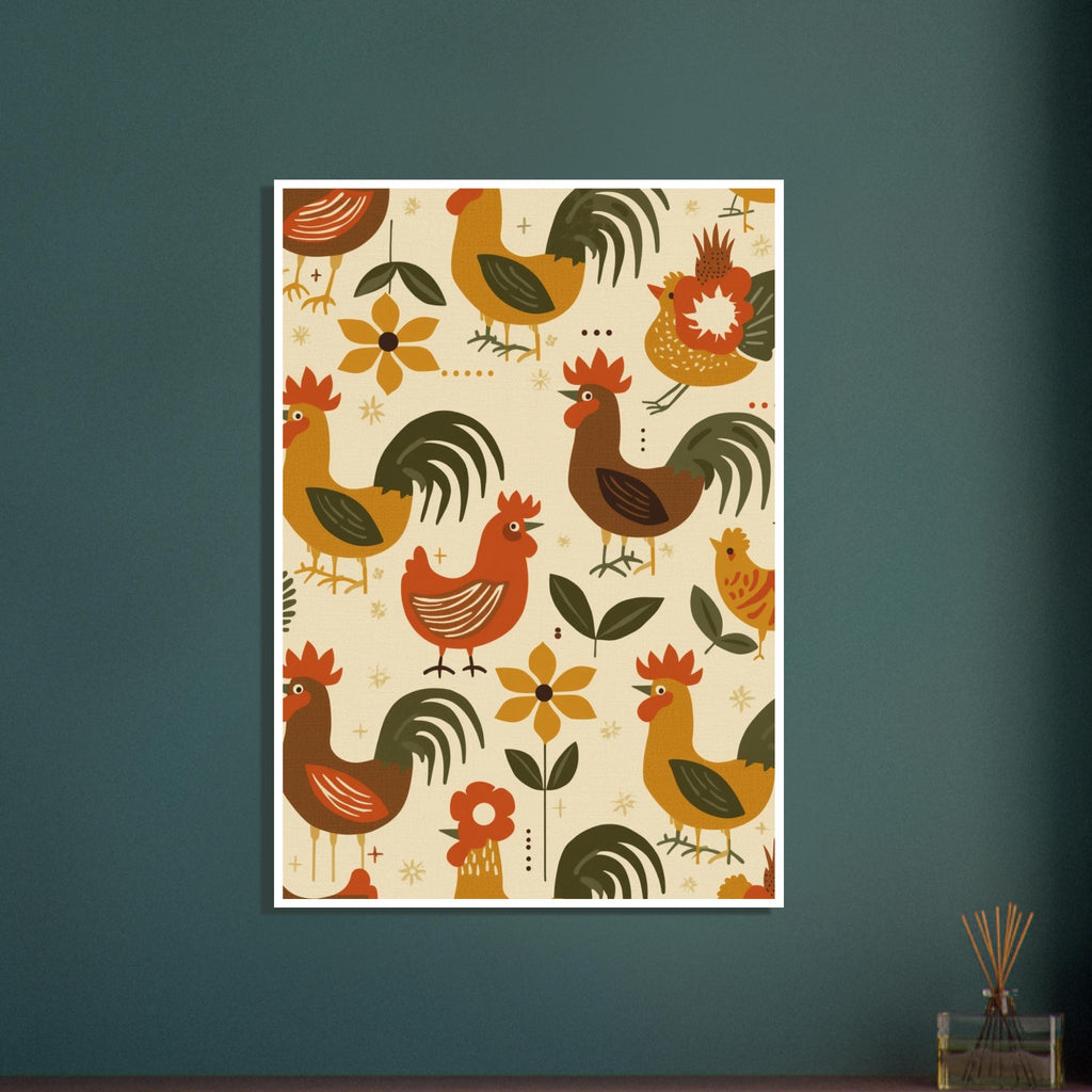 rooster art print for the living room, soft painterly artwork on matte paper