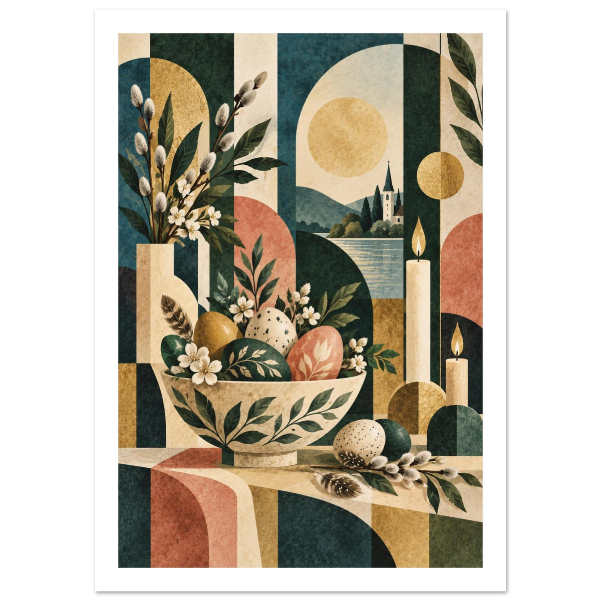 Original Abstract Composition Portrait VII Art Print – White Border