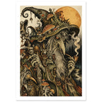 Forest Wizard Vintage Style Art Print – White Border