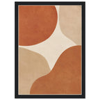 Abstract burnt orange and beige curved shapes on a cream background, with mottled texture and a narrow cream border.