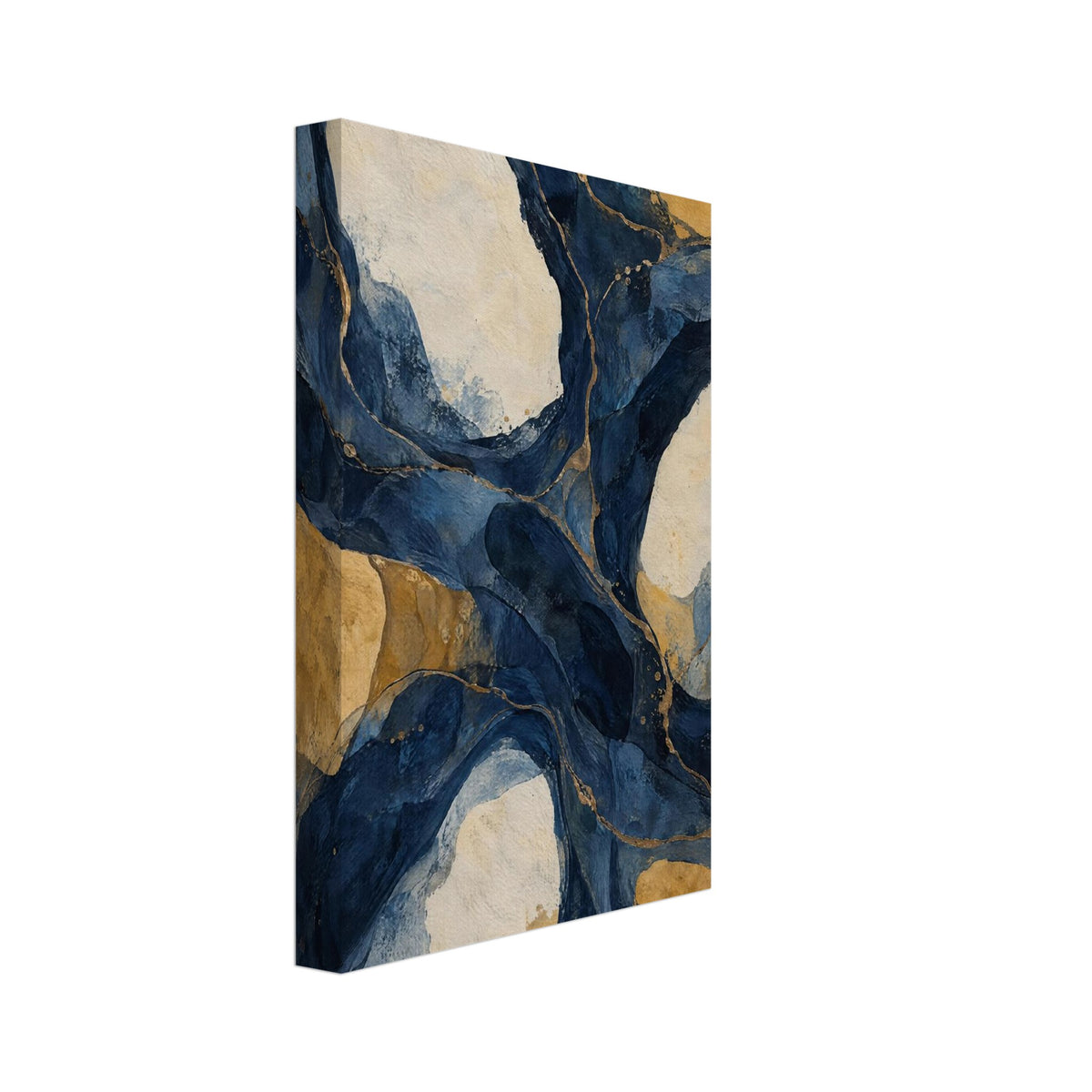 Abstract Navy And Ochre Art Print – Canvas