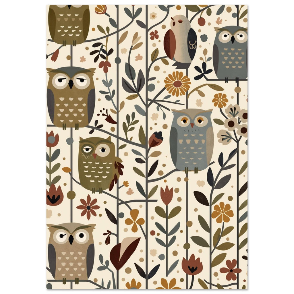 owl art print for the nursery, soft painterly artwork on matte paper