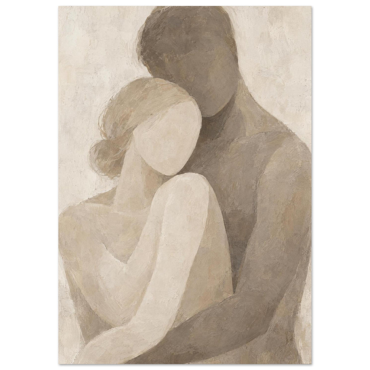 Embracing Couple Neutral Art Print