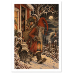 Christmas Gnome Vintage Style Art Print – White Border