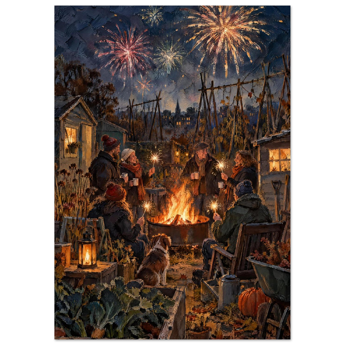 Allotment Bonfire Night Art Print