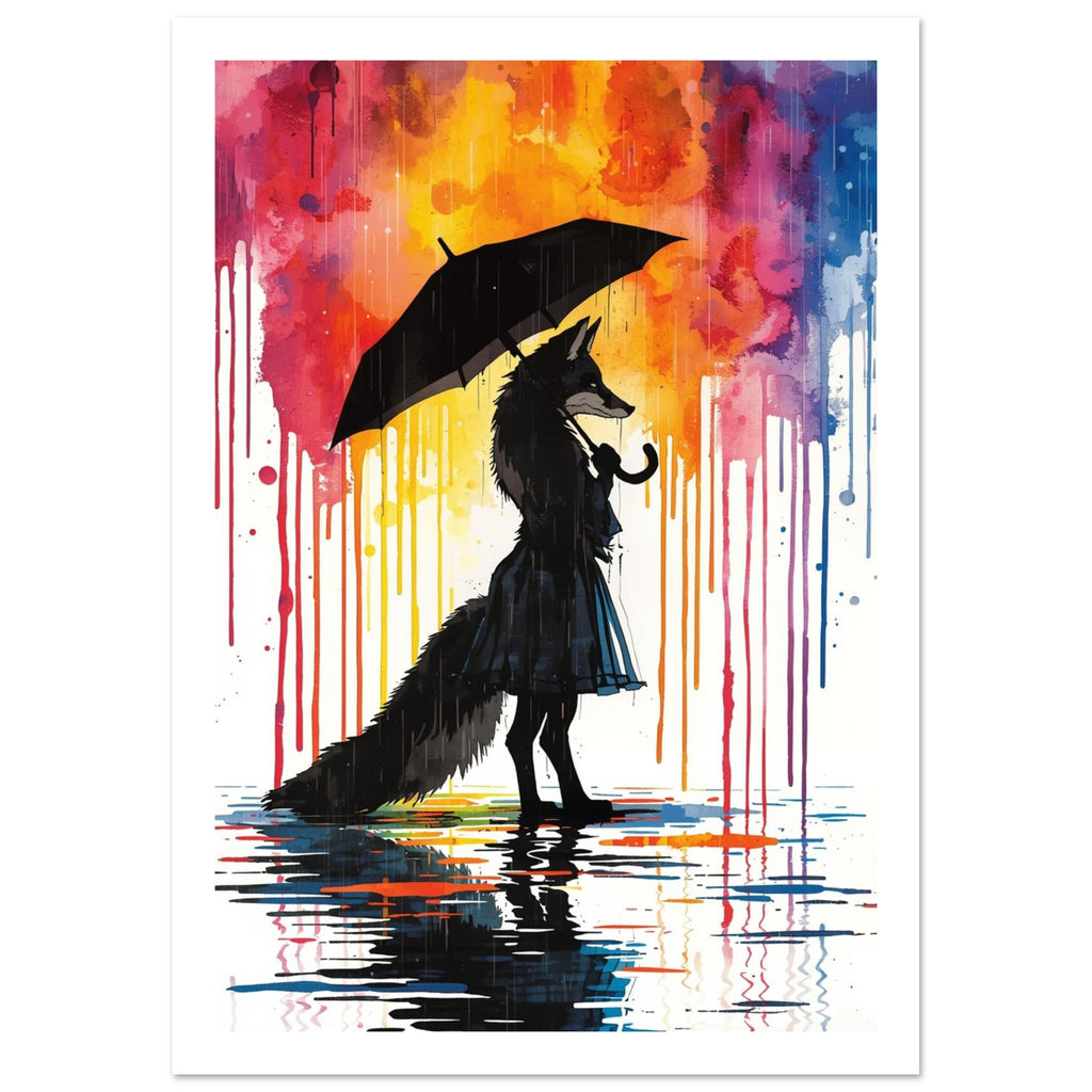 fox art print for the living room, soft painterly artwork on matte paper