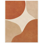 Abstract burnt orange and beige curved shapes on a cream background, with mottled texture and a narrow cream border.