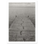 Lakeside Jetty Footprints Photography Art Print – White Border