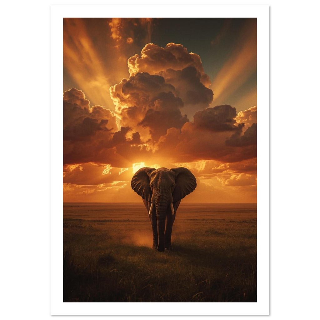 elephant art print for the living room, soft painterly artwork on matte paper