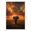 elephant art print for the living room, soft painterly artwork on matte paper