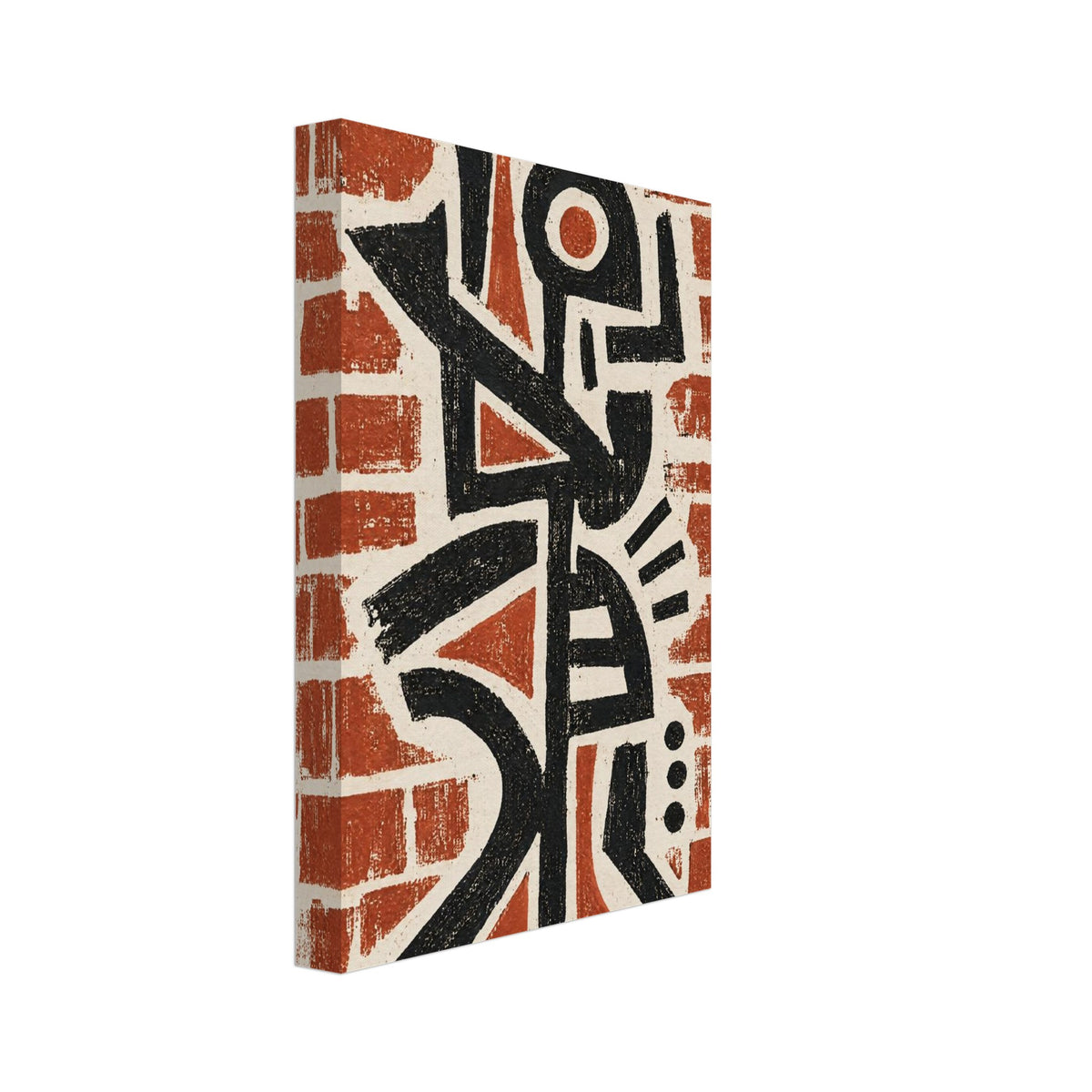 Abstract Brickwork Terracotta And Black Poster – Canvas